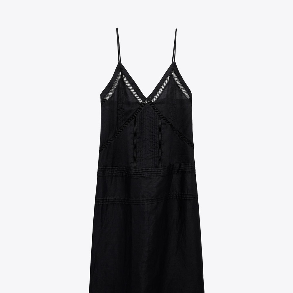 Black Zara LACE INSERT RAMIE DRESS Dress XS - Picture 5 of 8